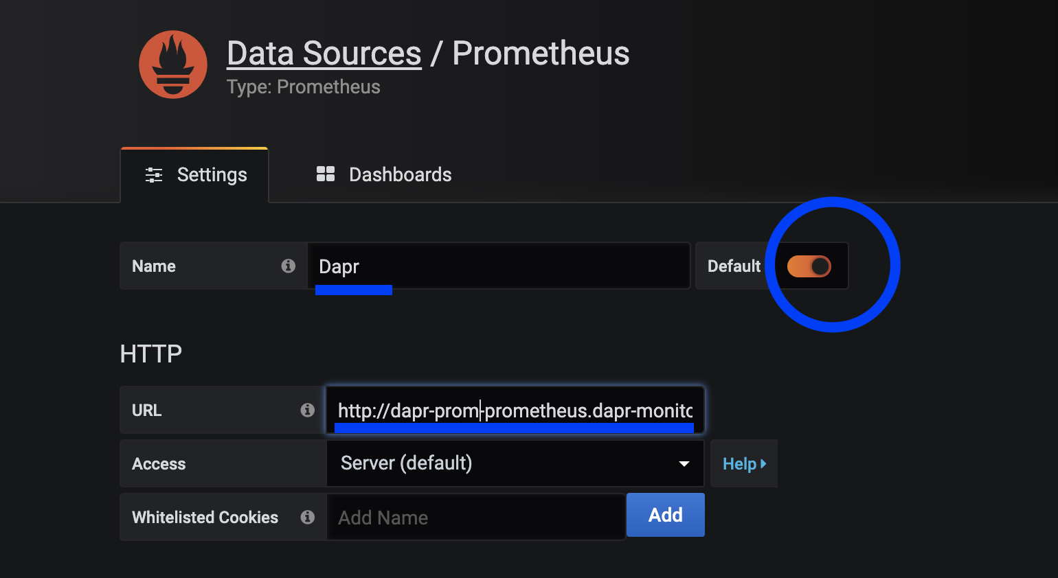 Prometheus 数据源配置的屏幕截图